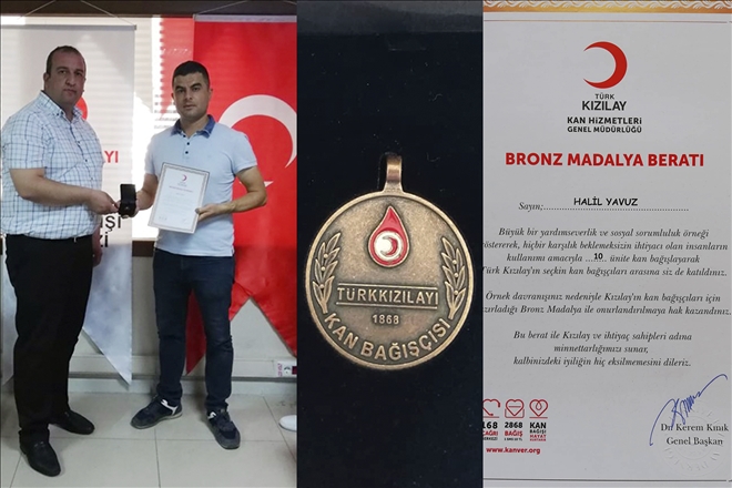 Türk Kızılayı´ndan hemşehrimize madalya
